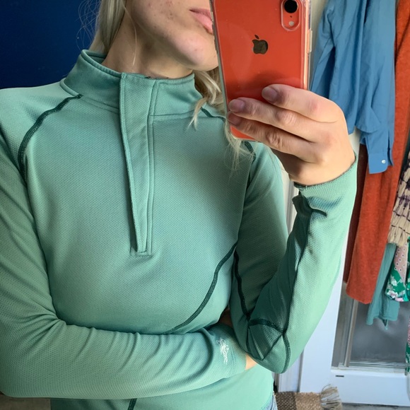 Core Layers Sage Green 3/4 zip long sleeve top M - Picture 6 of 8